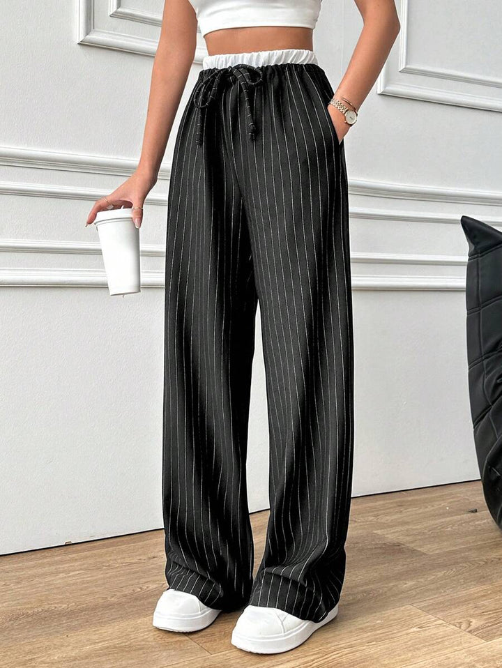 EURMUSE Plus Elastic Waist Rib-knit Flare Leg Pants