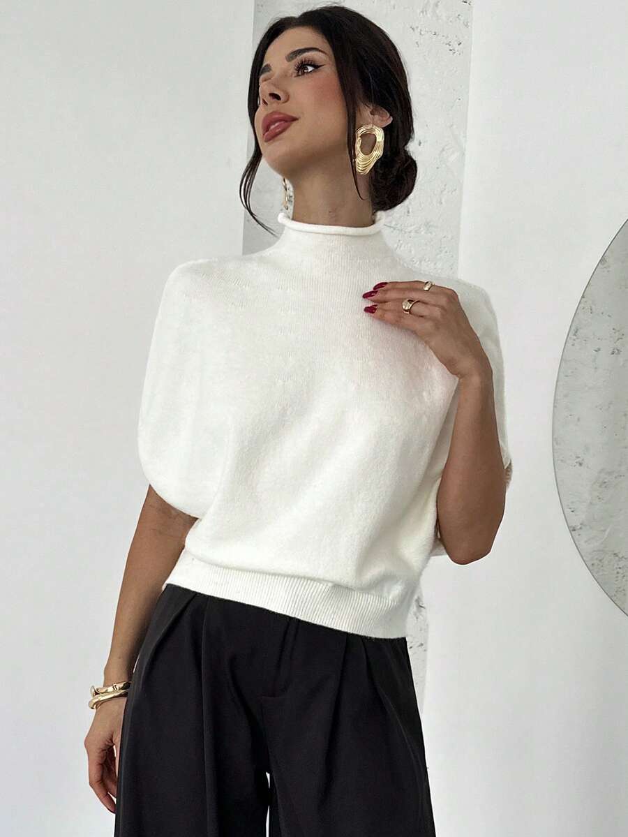 High-Neck Knit Top
