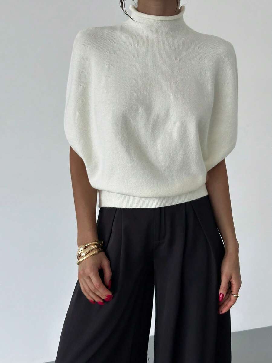 High-Neck Knit Top