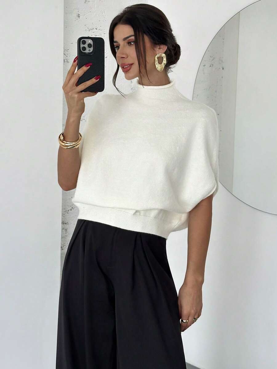 High-Neck Knit Top
