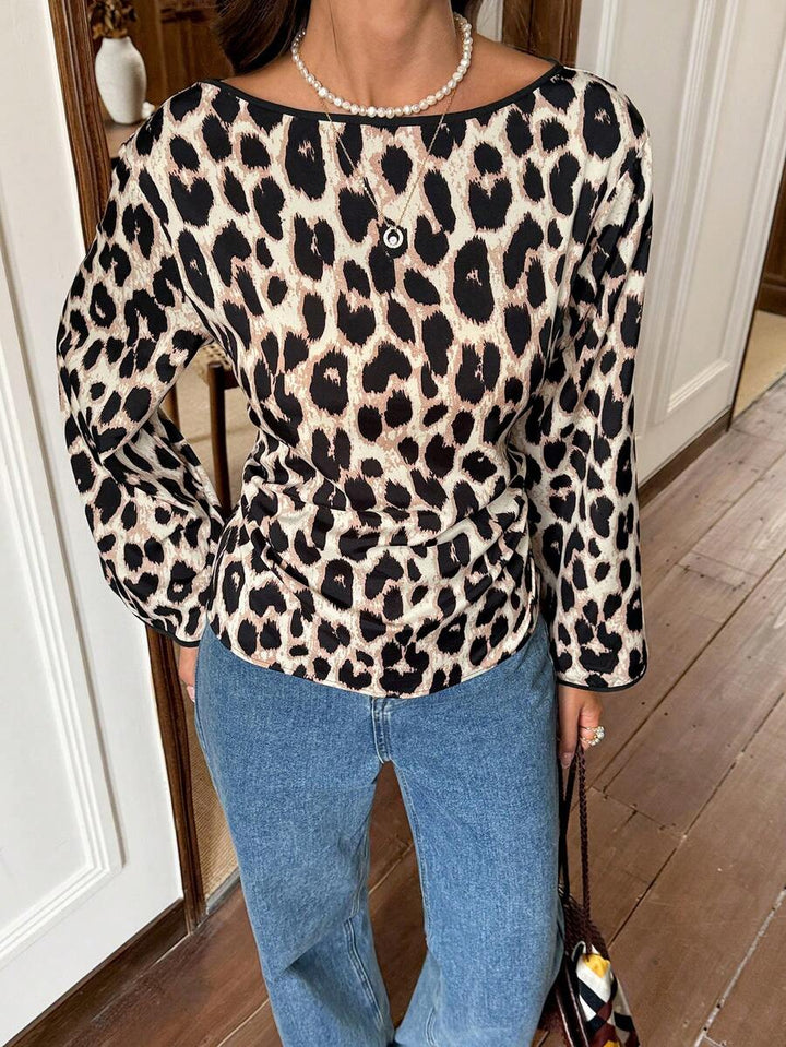 Siren Gaze Blusa feminina plissada com decote redondo e punhos com babados e manga flare
