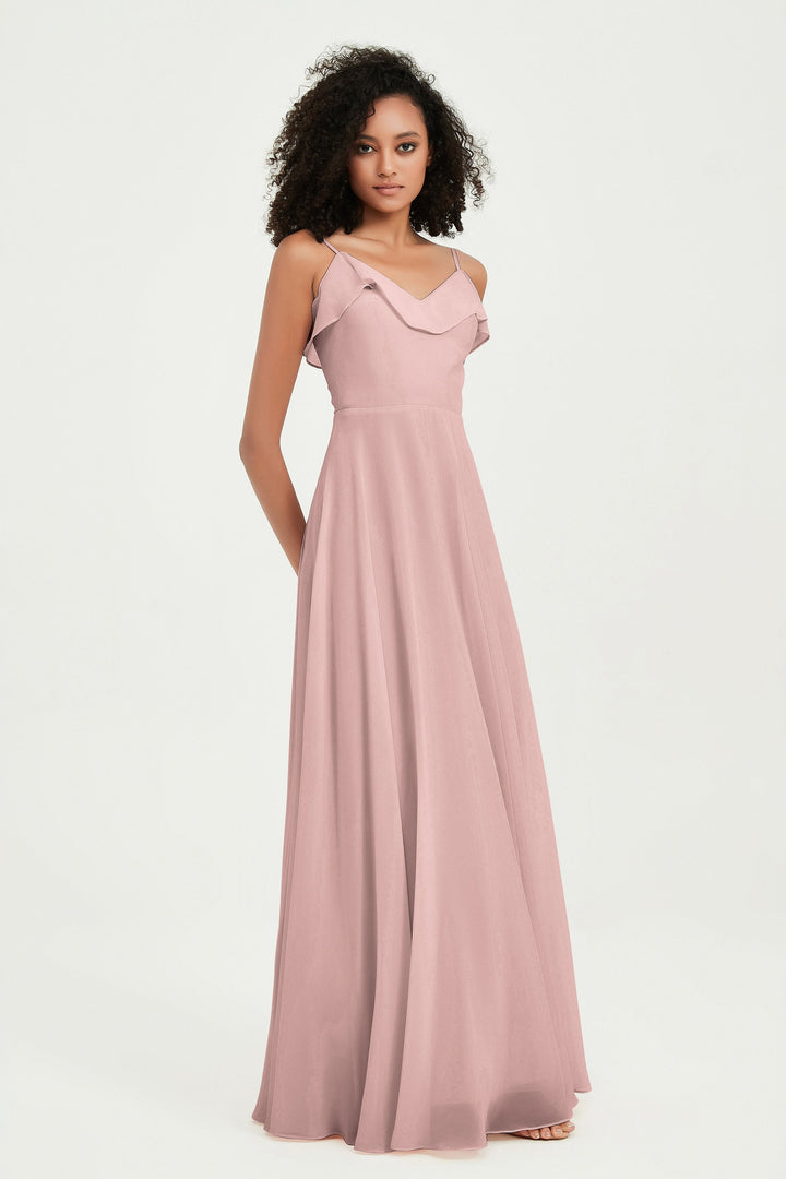 Hailey | Abito maxi damigella aperto sul retro