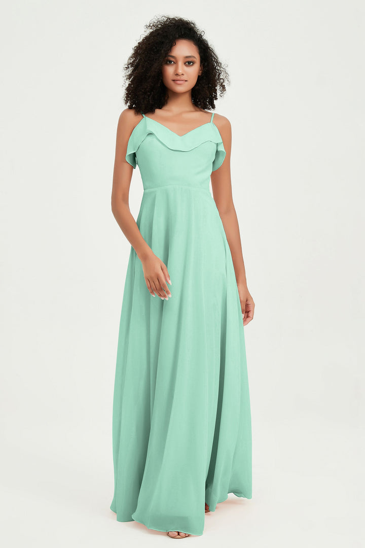 Hailey | Abito maxi damigella aperto sul retro