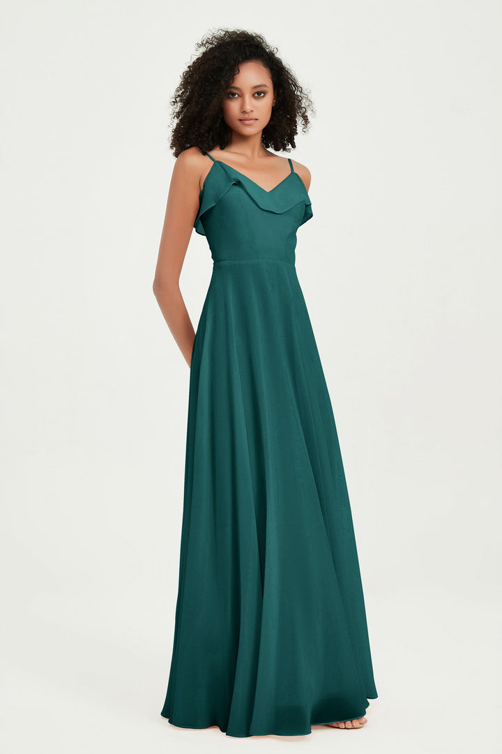 Hailey | Abito maxi damigella aperto sul retro